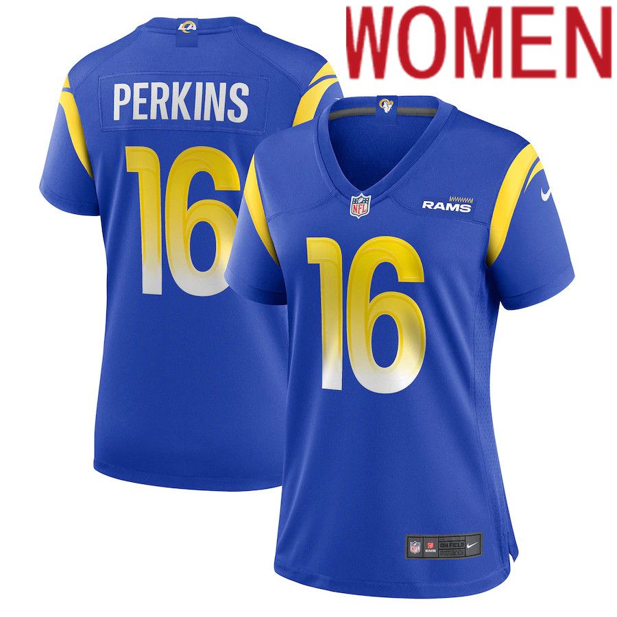 Women Los Angeles Rams 16 Bryce Perkins Nike Royal Game Player NFL Jersey